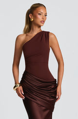 Brooke | One Shoulder Satin Maxi Dress