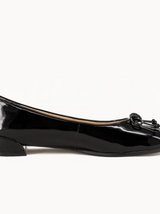 Orielle | Black Leather Split-Toe Tabi Fold Ballerina Flats