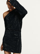 Noemi | Asymmetric Sparkle Mini Dress