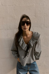Adele | Playful Gingham Ruffle Blouse