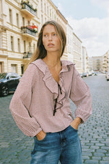 Adele | Playful Gingham Ruffle Blouse