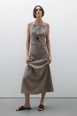 Linen-Blend Flowing Maxi Dress