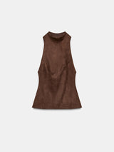 Mara | Faux Leather Halter Top