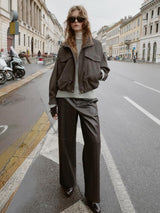 Noa | Chic Herringbone Bomber Jacket