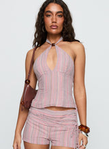 Kaia | Striped Halter Cut Out Top