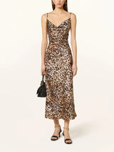 Amara | Leopard Satin Slip Dress