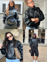 Mara | Faux Leather Bomber Jacket