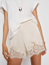 Faye | Lace Trim Satin Shorts