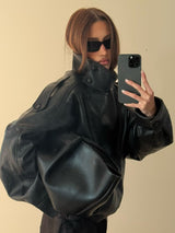 Mara | Faux Leather Bomber Jacket