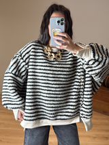 Loriane | Striped Textured Knit Sweater