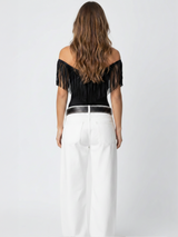 Luxe Black Fringe Top