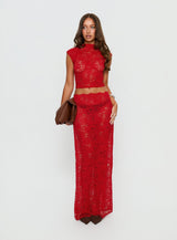 Scarlett | Red Lace Crop Top