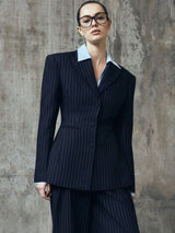 Hailey | Cinched Pinstripe Blazer
