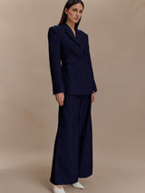 Hailey | Cinched Pinstripe Blazer