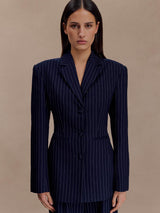 Hailey | Cinched Pinstripe Blazer