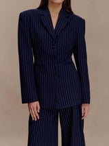Hailey | Cinched Pinstripe Blazer