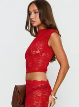 Scarlett | Red Lace Crop Top