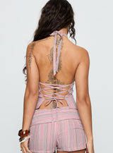 Kaia | Striped Halter Cut Out Top