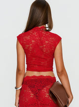 Scarlett | Red Lace Crop Top
