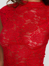 Scarlett | Red Lace Crop Top