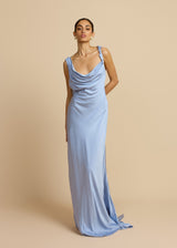 Celeste | Backless Satin Maxi Dress
