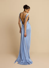 Celeste | Backless Satin Maxi Dress