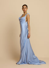 Celeste | Backless Satin Maxi Dress