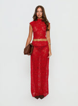 Scarlett | Red Lace Crop Top