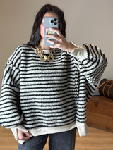 Loriane | Striped Textured Knit Sweater