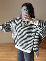 Loriane | Striped Textured Knit Sweater