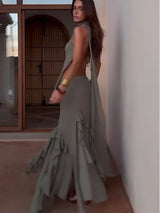 Olive Mirag Draped Ruffle Skirt Set