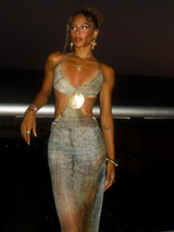 Reese | Elegant Shell Waist Cut-Outs Maxi Dress