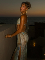 Reese | Elegant Shell Waist Cut-Outs Maxi Dress