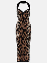 Savanna | Animal-printed halterneck maxi dress