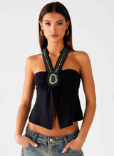 Nerissa | Embellished Halter Top