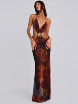 Tiana | Slim-Fit Open Back Cutout Maxi Dress