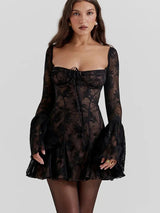 Mabel | Long Sleeved Lace Mini Dress