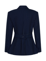 Hailey | Cinched Pinstripe Blazer
