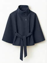 Chloe | High-Neck Belted Cape Jacket