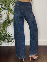 Luna | Crystal Embellished Straight Jeans
