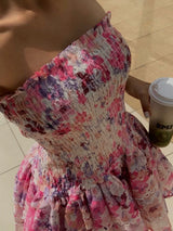 Cecilia | Strapless Floral Dress