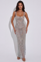 Brielle | Rhinestone Mesh Maxi Dress