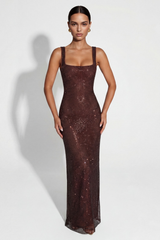 Brielle | Rhinestone Mesh Maxi Dress