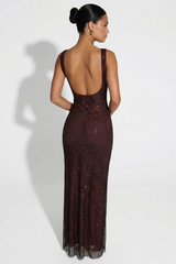 Brielle | Rhinestone Mesh Maxi Dress