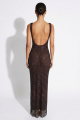 Brielle | Rhinestone Mesh Maxi Dress