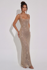 Brielle | Rhinestone Mesh Maxi Dress