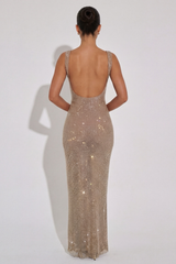 Brielle | Rhinestone Mesh Maxi Dress