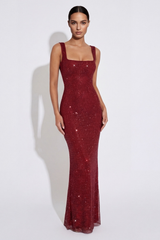 Brielle | Rhinestone Mesh Maxi Dress