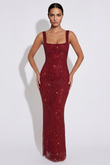 Brielle | Rhinestone Mesh Maxi Dress