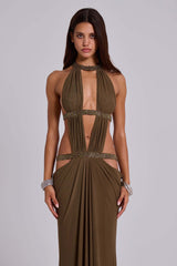Zoe | Rhinestone Drape Maxi Dress
